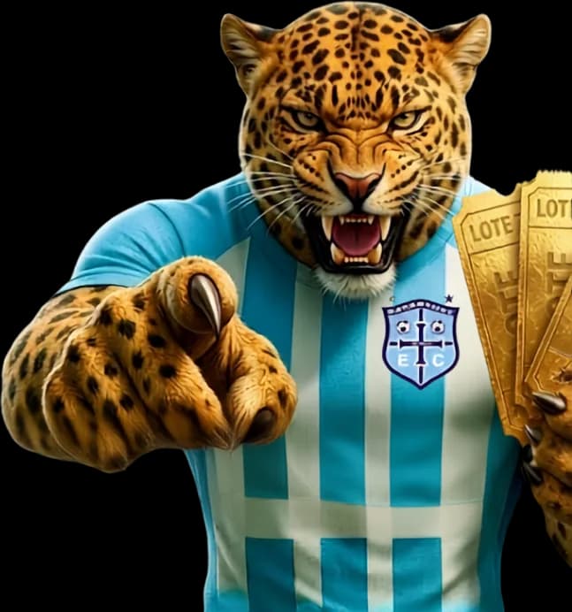 Onça, mascote do Cacerense, apontando para você